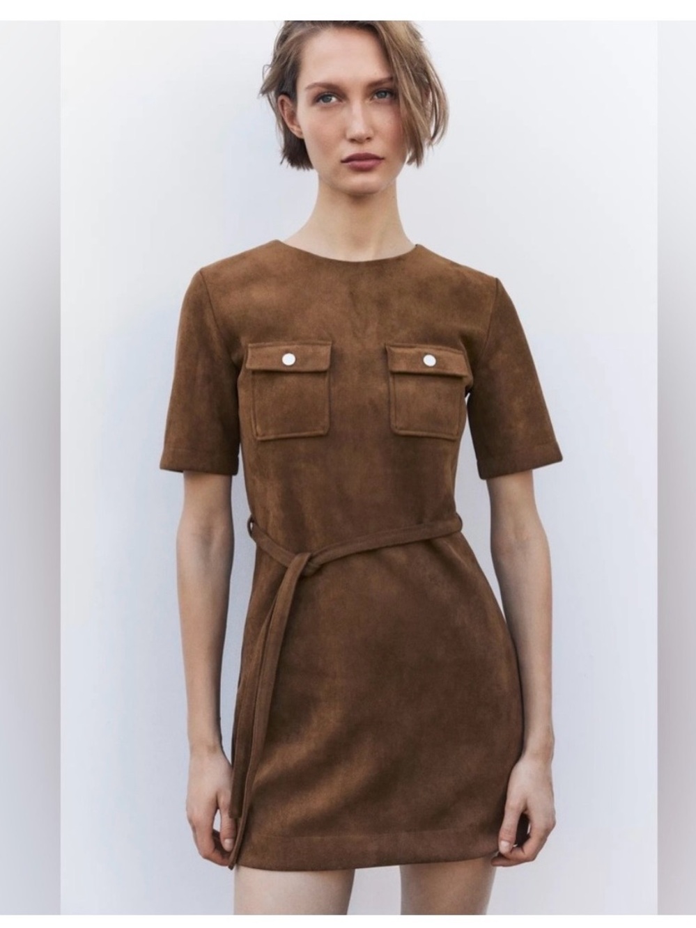 Zara belted suede effect dress